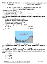 Đề thi liên môn Toán  Lý  Hóa Lớp 8 - Năm học 2018-2019 - Phòng giáo dục và đào tạo huyện Nga Sơn